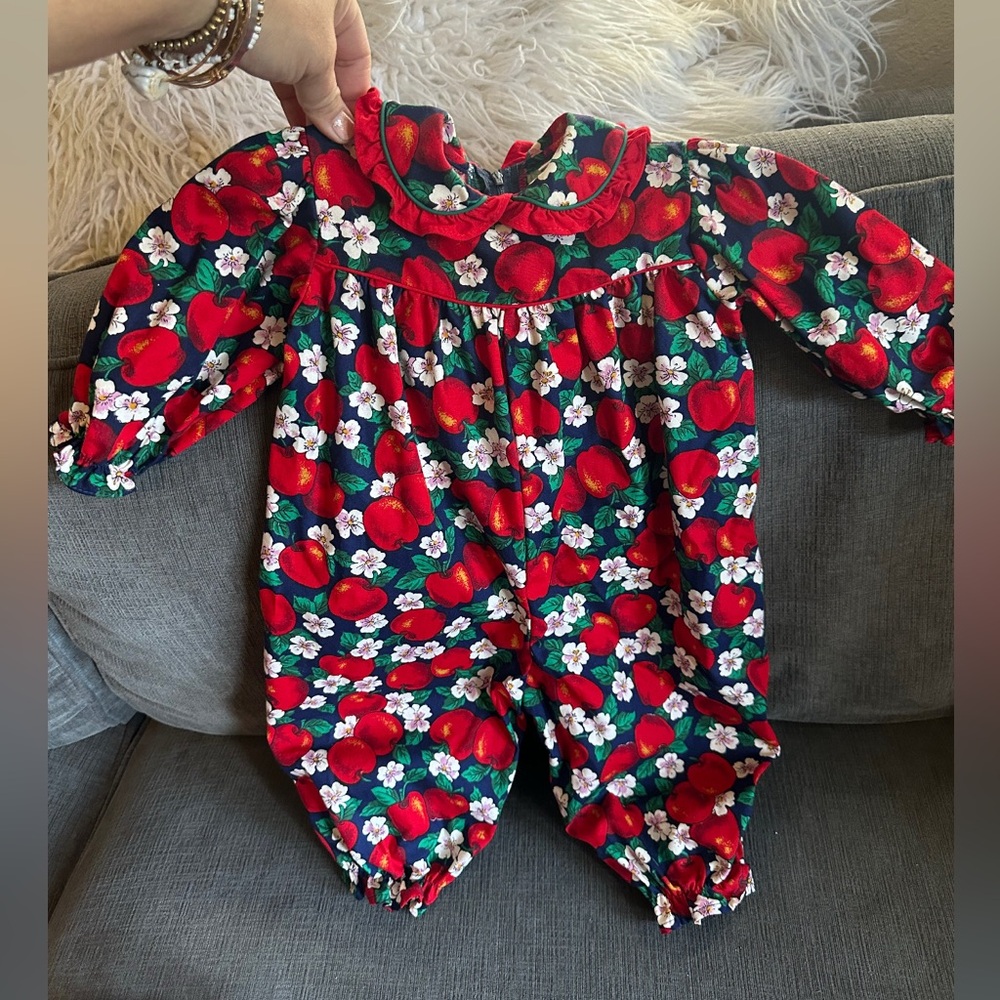 Floral and Apple Print vintage cotton romper size 12 months